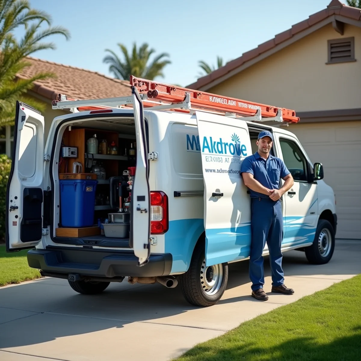 Riverside Plumbing Pros branded service van in Riverside, CA