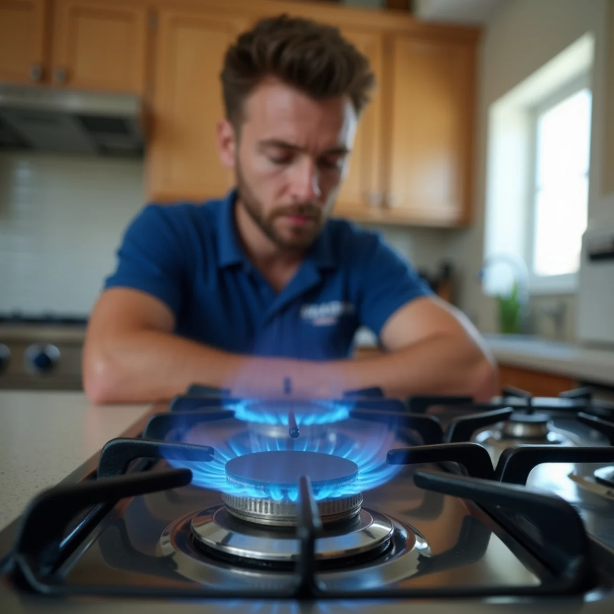 A gas stove burner, illustrating a home natural gas safety topic