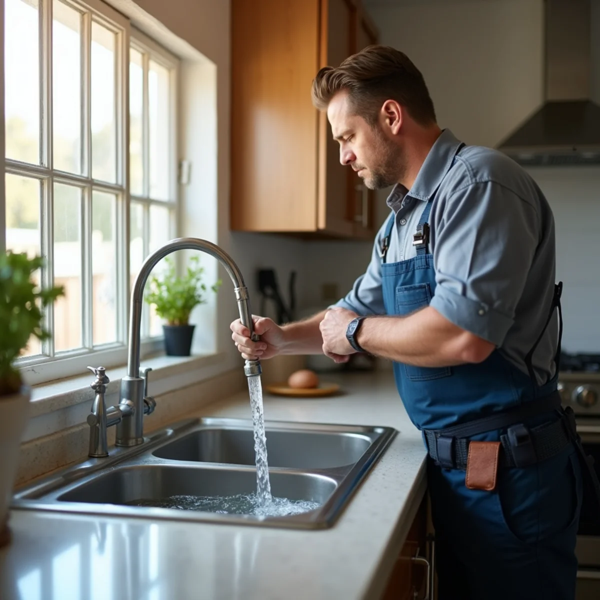 Slow-draining kitchen sink illustrating a recurring clog problem