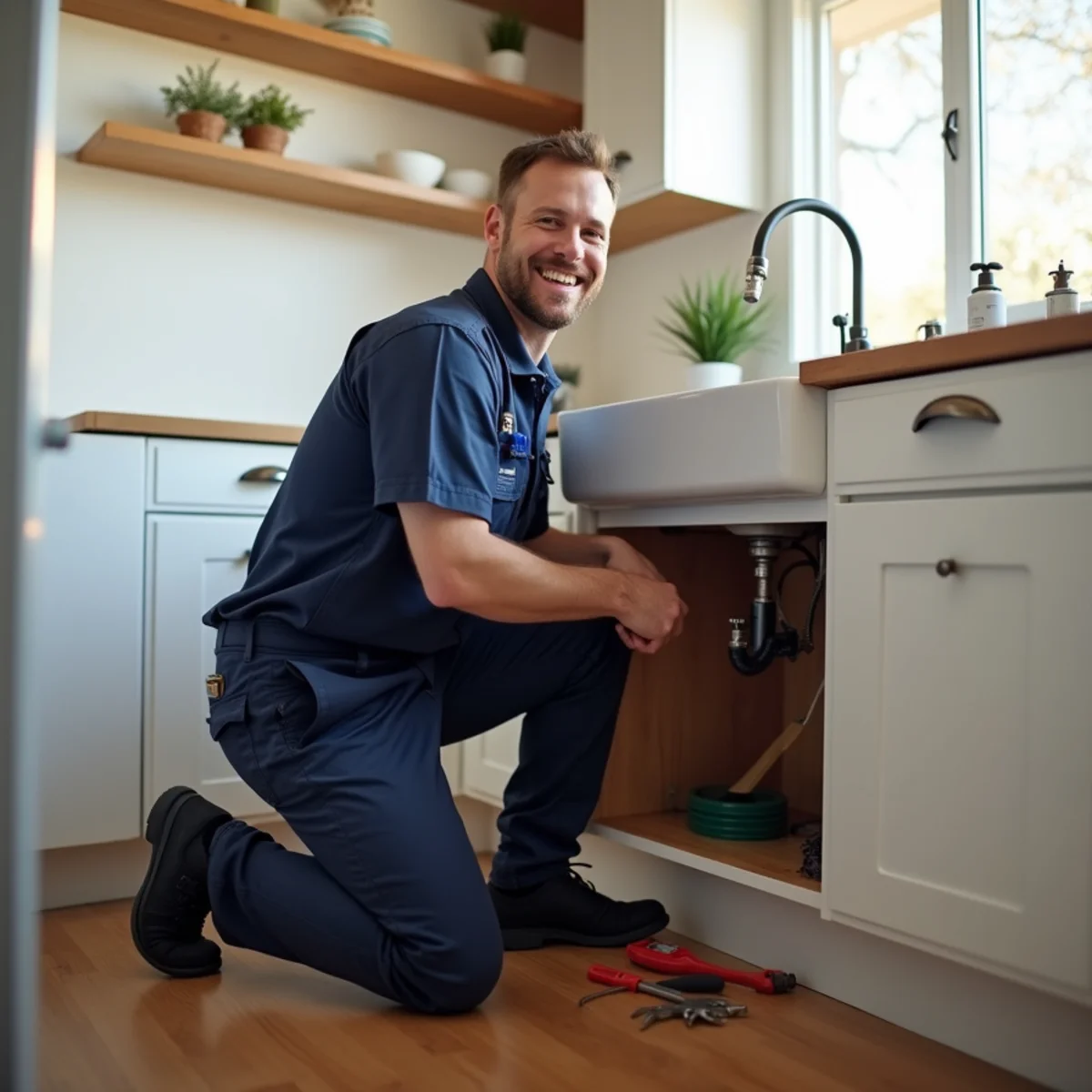 Licensed Riverside, CA plumber repairing a home water line