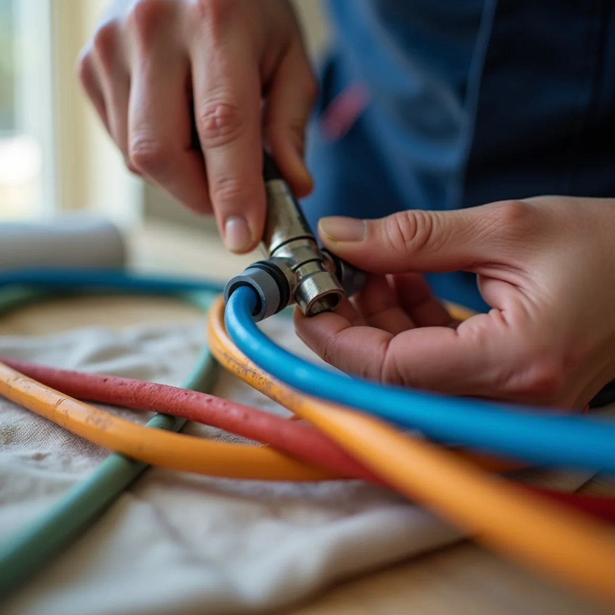 Plumber installing new PEX water lines during a Riverside, CA repipe